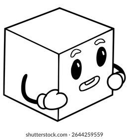 cube character illustration hand drawn outline vector