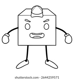 cube character illustration hand drawn outline vector