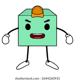cube character illustration hand drawn isolated vector