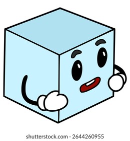cube character illustration hand drawn isolated vector