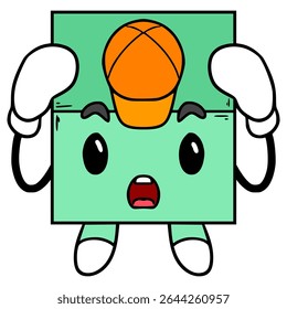 cube character illustration hand drawn isolated vector