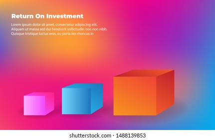 cube Chart of Finance. Return on investment diagram. exhibition 3d cube chart of investments and profits. Applicable for promotion , cover poster, infographic,  landing page, banner, social media post