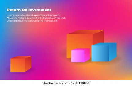cube Chart of Finance. Return on investment diagram. exhibition 3d cube chart of investments and profits. Applicable for promotion , cover poster, infographic,  landing page, banner, social media post