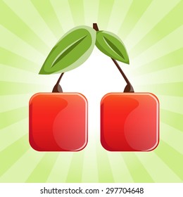 Cube cherry icon for kitchen and vegetarian. Cool fruit for food