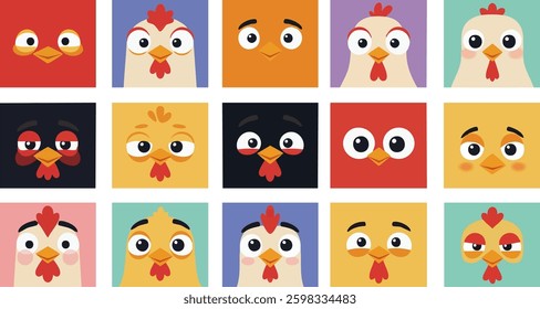 cube chicken face art illust