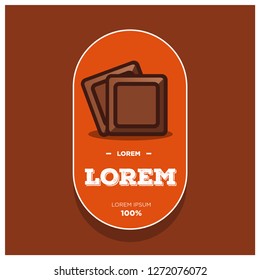 Cube of Chocolate Bar Sticker Badge Vector Illustration