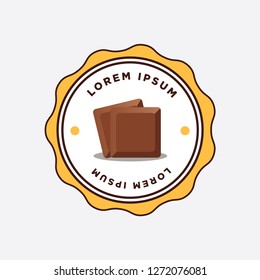 Cube of Chocolate Bar Sticker Badge Vector Illustration