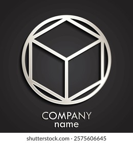 cube in circle 3d linear silver logo