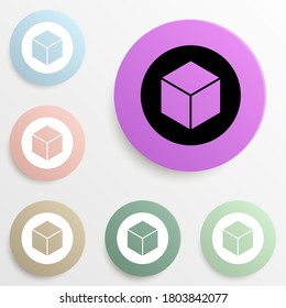 cube in a circle badge color set. Simple glyph, flat vector of web icons for ui and ux, website or mobile application