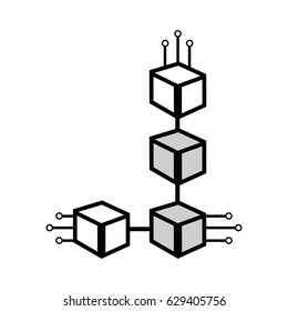cube with circuits network of communicatig bitcoin transactions