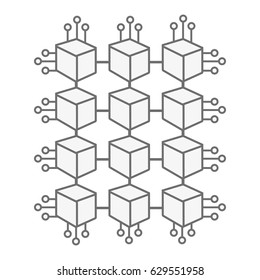 cube with circuits network of communicatig bitcoin transactions