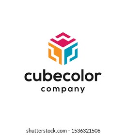 cube color logo design vetor
