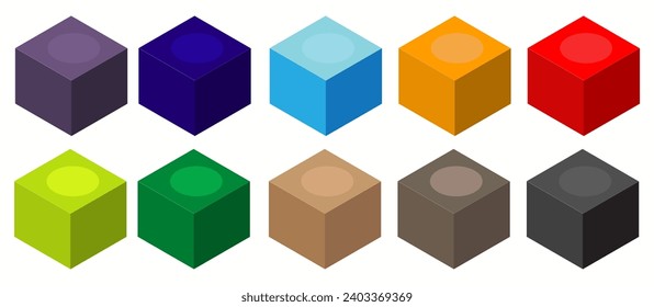 cube in color set art illustration on white background