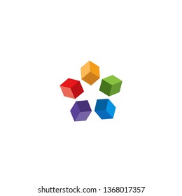 cube colorful logo vector