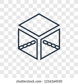 Cube concept vector linear icon isolated on transparent background, Cube concept transparency concept in outline style