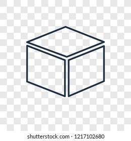 Cube concept vector linear icon isolated on transparent background, Cube concept transparency concept in outline style