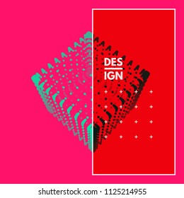 The cube consisting of points. Connection structure. 3d grid design. Technology style. Molecular lattice.