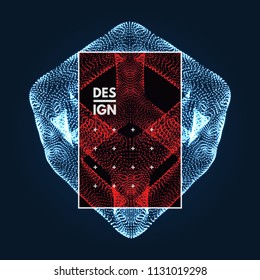 The cube consisting of points. Connection structure. 3d grid design. Technology style. Molecular lattice.