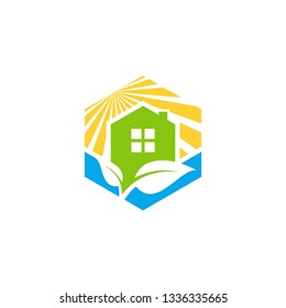 cube construction home house real estate logo symbol icon vector design
