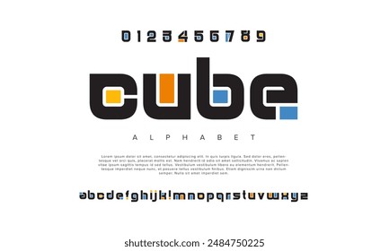 Cube creative geometric modern urban alphabet font. Digital abstract futuristic, fashion, sport, minimal technology typography. Simple numeric vector illustration