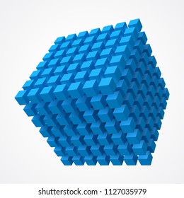 cube of cubes, blue version 3d style vector illustration