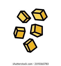 Würfel schneiden Mango Farbe Symbol Vektorgrafik. Würfel schneiden Mango Schild. einzelne Symbolillustration