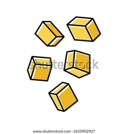 cube cut mango color icon vector. cube cut mango sign. isolated symbol illustration