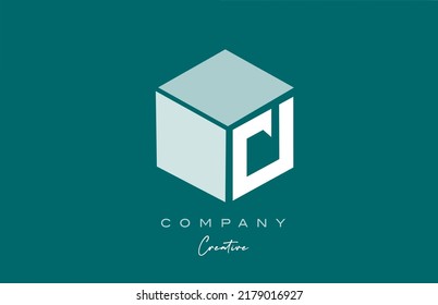 diseño de icono del logotipo de la letra cúbica cúbica D con color pastel verde. Plantilla de diseño creativo para empresas y empresas