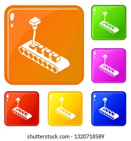 Cube d printing icons set collection vector 6 color isolated on white background