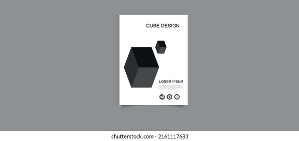 CUBE DESIGN. A4 brochure with 3d cube Vector graphics.