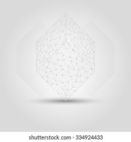 cube from different small triangles created from connected dots