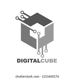 Cube digital technology logo icon vector template