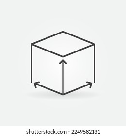 Cube Dimensions vector concept icon or sign in outline style