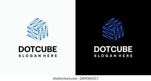 Cube dot vector logo design with modern, simple, clean and abstract style. Icon for business, technology and personal branding.