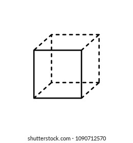 cube with dotted sides icon. Element of geometric figure for mobile concept and web apps. Thin line cube with dotted sides icon can be used for web and mobile on white background