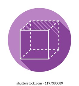 cube with dotted sides icon in long shadow style. One of Geometric figures collection icon can be used for UI, UX