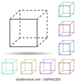 Cube with dotted sides multi color icon. Simple thin line, outline vector of geometric figures icons for ui and ux, website or mobile application