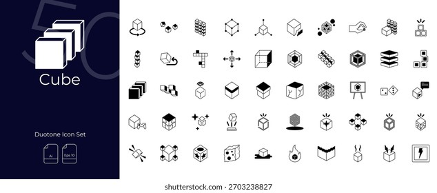 Conjunto de Ícones Editáveis Duotônicos do Cubo