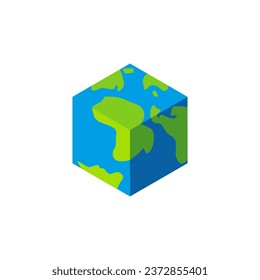 Cube Earth Planet vector illustration