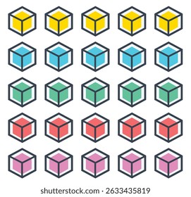 CUBO COM BORDAS E VÁRIAS CORES