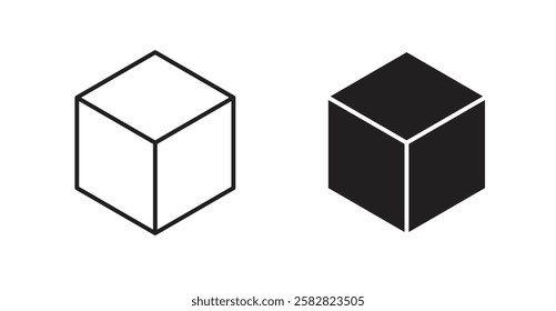 Cube filled and outlined icons vectors on white background