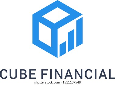  Cube Financial Stats Logo Design Template