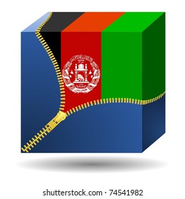 cube with the flag of Afghanistan  in a case