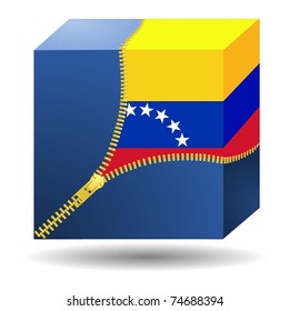 cube with the flag of Venezuela  in a case