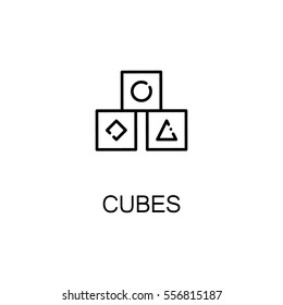 Cube flat icon. Single high quality outline symbol for web design or mobile app. Cube thin line sign for design logo, visit card, etc. Cube outline pictogram