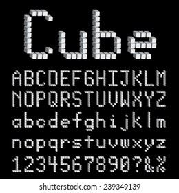 Cube font vector illustration.