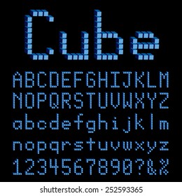 Cube font vector illustration.