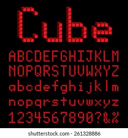 Cube font vector illustration.