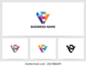 Cube Forming Abstract Triangle Logo Design