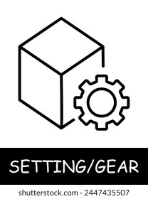 Cube, gear icon. Mechanism, repair, services, tuning, offer users the ability to customize their experience on the platform. Assistance in adjustments and optimization.